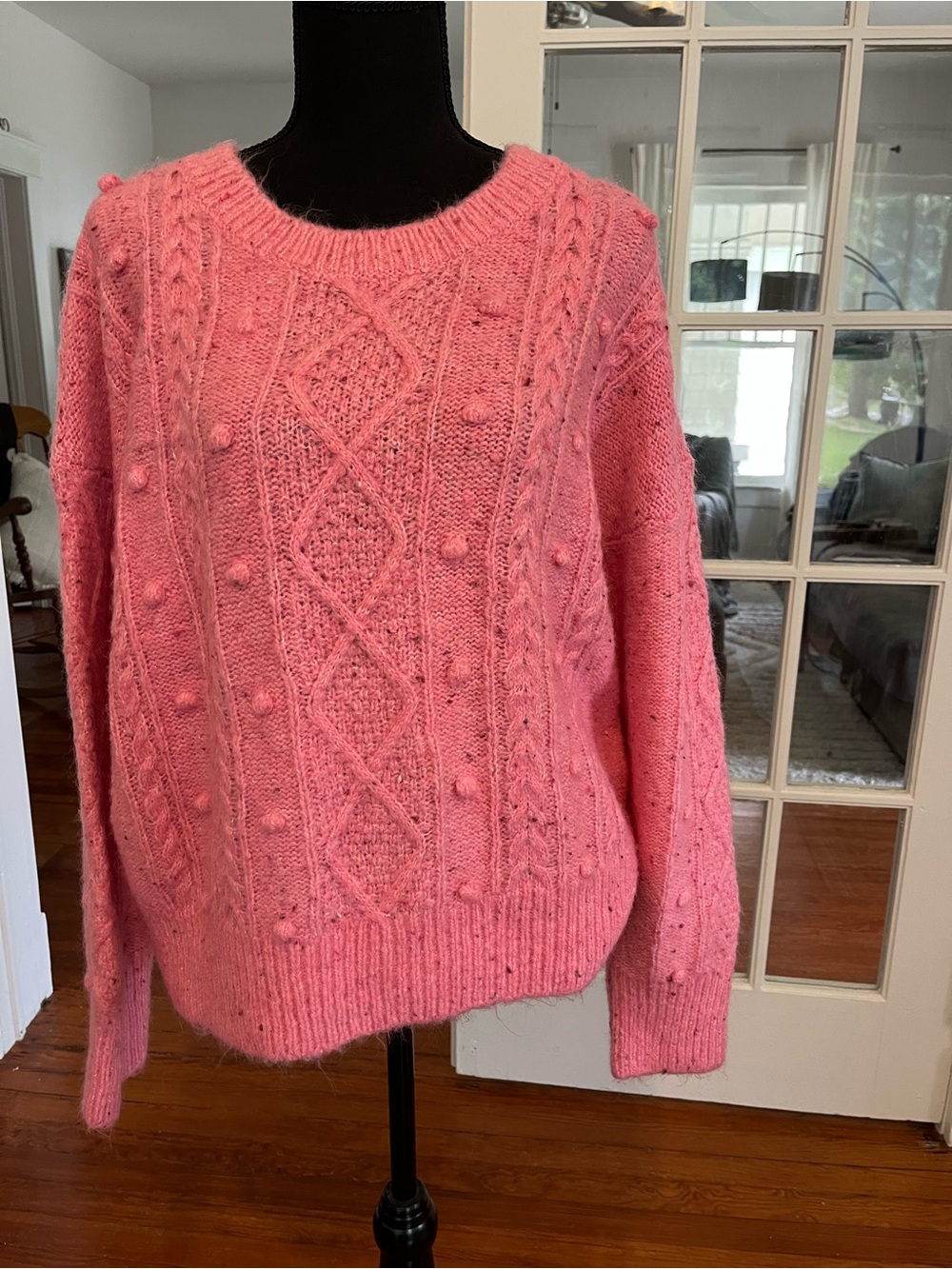 Old Navy Cable Knit Pom-Pom Sweater in Pink